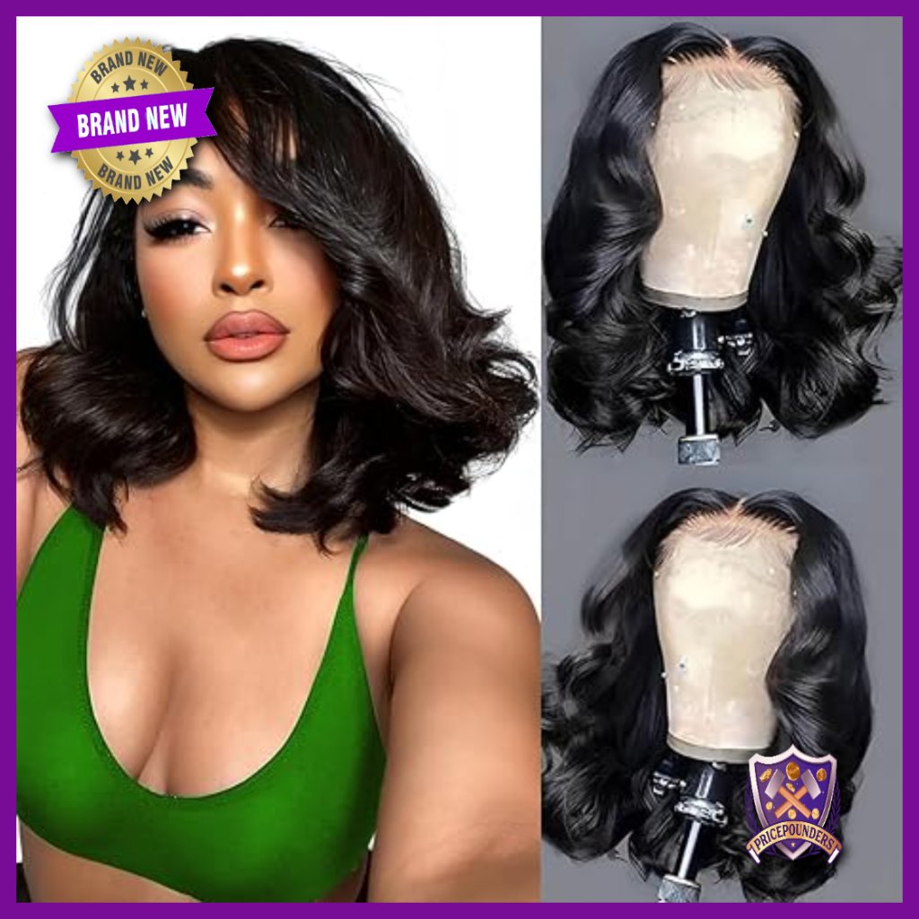 14 Inch Bob Wig Human Hair 13x6 Lace Front Body Wave 200 Density